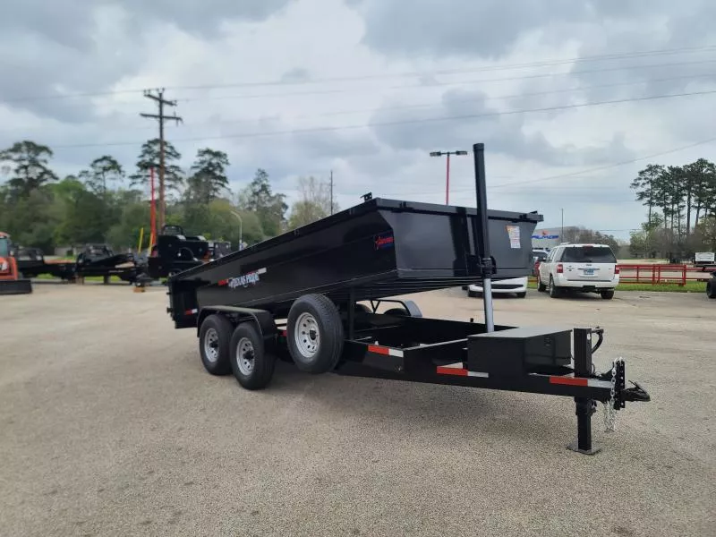 TEXAS PRIDE  7 X 16 BUMPER PULL DUMP TRAILER WITH 2 FOOT SIDES AND A 14,000lb GVWR 