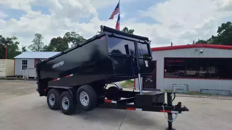 TEXAS PRIDE 7 X 14 BUMPER PULL DUMP TRAILER WITH 4 FOOT SIDES AND A 16,000lb GVWR - Conroe Location