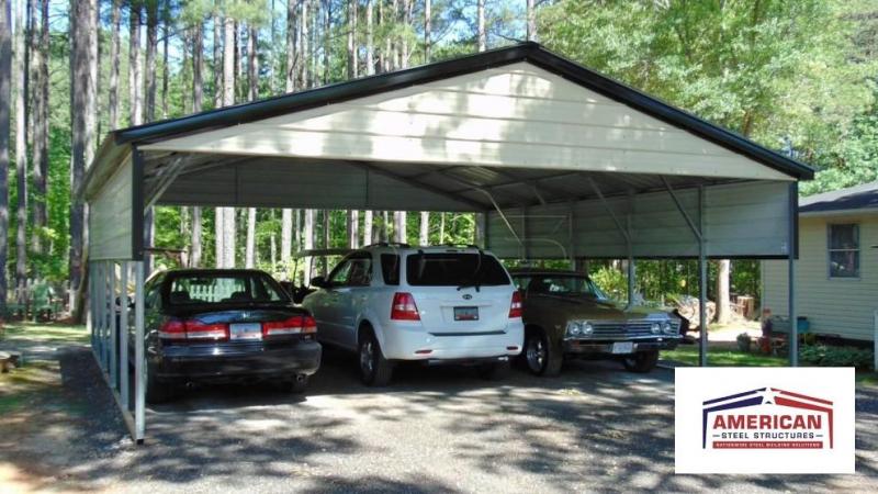  24' x 25' x 8' Boxed-Eve Roof Three Car Carport 8d35Ae