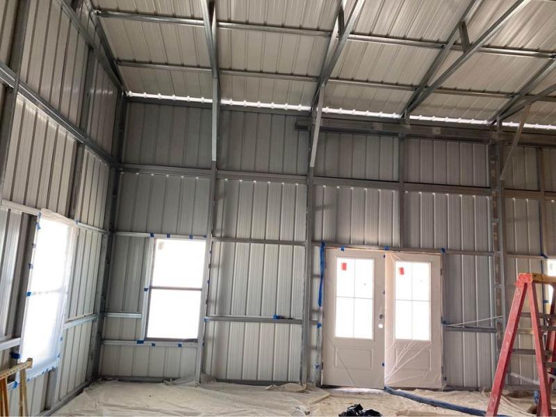 30' x 80' x 14' Barndominium with Side & Front Wrapped Porch Lean Metal