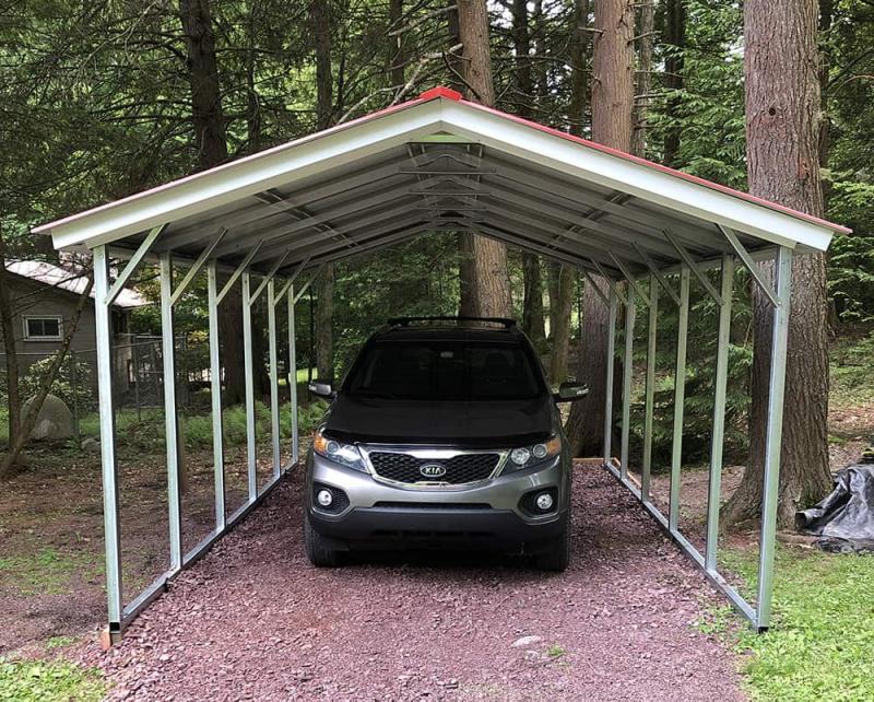 12' x 25' x 7' Vertical Roof One Car Carport American Steel