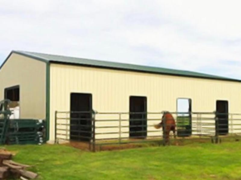 30' x 50' x 12' Open Four Stall Horse Ag Barn 30' x 50' x 12' Open Four Stall Horse Ag Barn