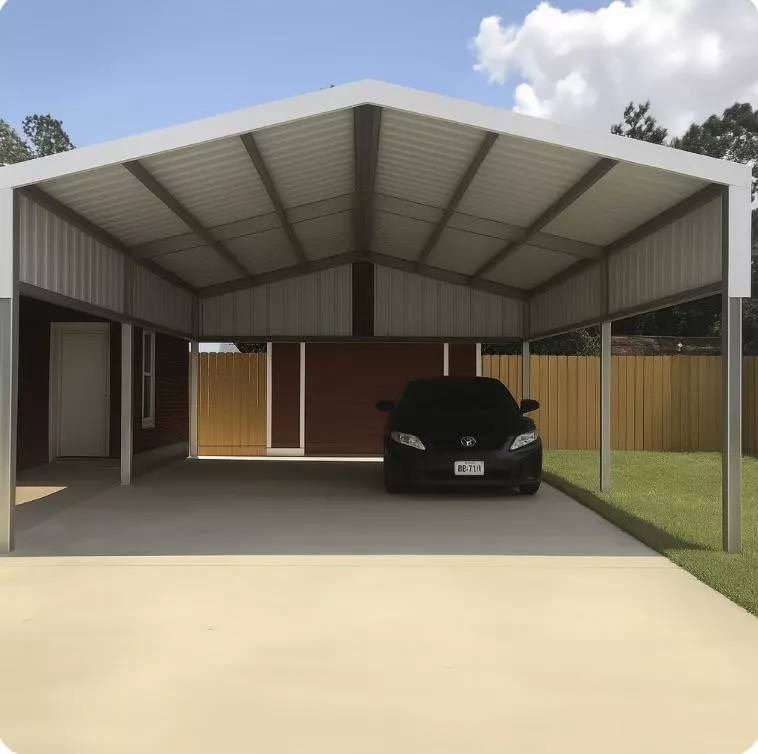 20' x 30' x 9' Gabled Roof Steel Post Carport with Rear Gable and 3' Sides As6BzUbmek1m