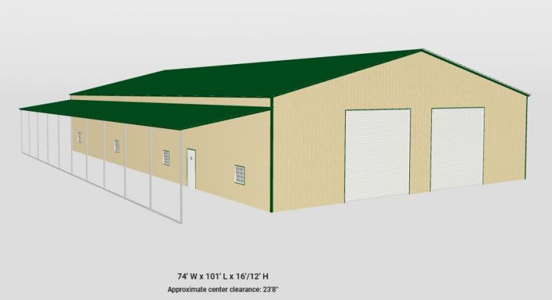 60' x 100' x 16' Commercial Metal Building with 14' x 100' Lean To 60' x 100' x 16' Commercial Metal Building with 14' x 100' Lean To