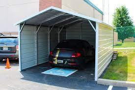 12' x 20' x 7' Boxed Eve Roof Style One Car, 3 Sides Enclosed Carport 12' x 20' x 7' Boxed Eve Roof Style One Car, 3 Sides Enclosed Carport
