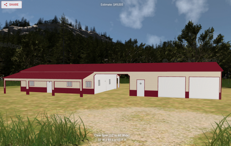 30' X 60' X 10' Steel Barndominium Cabin Shell Metal Building