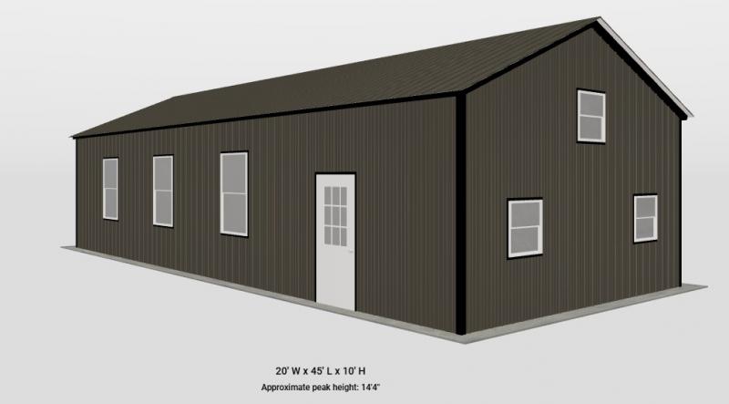 20' x 45' x 10' Guest Cottage, Barndominium, ADU Shell, Tiny Home Metal Building uo66Wuht80jr