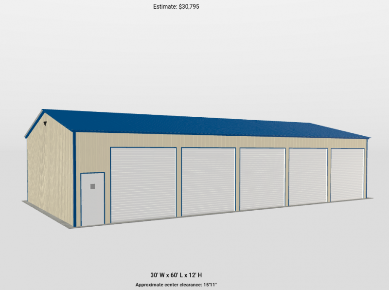 2023 American Steel Structures 30' x 60' x 12' Five Car Garage 2023 American Steel Structures 30' x 60' x 12' Five Car Garage