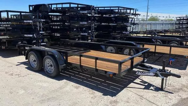 2023 Falcon Trailers 8.5X14 - FALCON - UTILITY TRAILER - WITH GATE BRAKES ON REAR AXLE -Model SD142