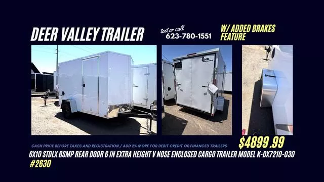2026 LOOK Trailers 6x10 STDLX WITH BRAKES RAMP REAR DOOR 6 IN EXTRA HEIGHT V NOSE ENCLOSED CARGO 