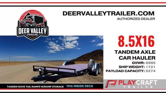 PLAYCRAFT - 8.5X16 - CAR HAULER - TANDEM