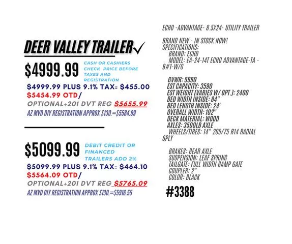 new Utility Trailers Echo Trailers  for sale, in Phoenix, AZ Thumbnail 5