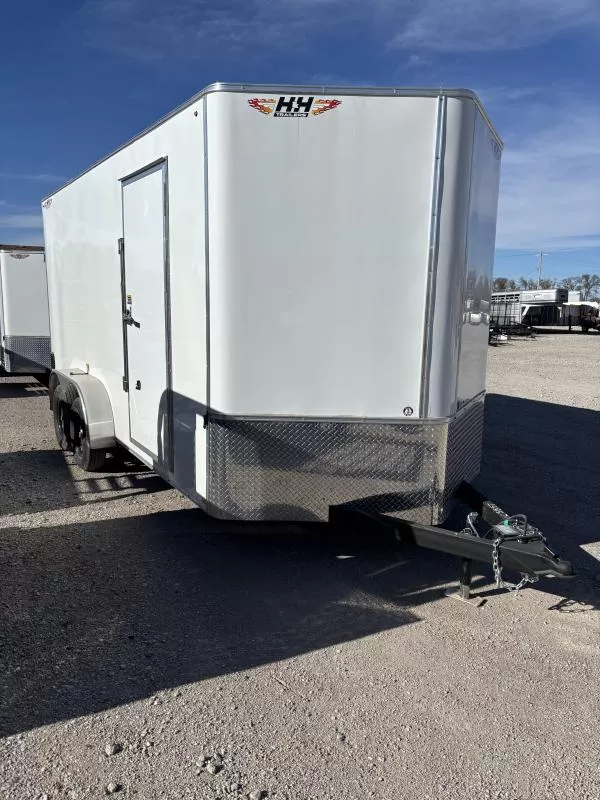 2025 H and H Trailer 7x16 HH Series Flat Top V-Nose Enclosed Cargo Trailer  7K Tandem
