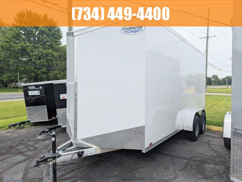 2023 Continental Cargo 7x16 Aluminum V Nose Enclosed Cargo Trailer 83" Rear Door Opening 2023 Continental Cargo 7x16 Aluminum V Nose Enclosed Cargo Trailer 83" Rear Door Opening