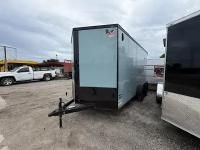 2026 Quality Cargo 7x14 TA 7' INTERIOR HEIGHT, WING WITH LOADING LIGHTS, BLACK OUT PACKAGE