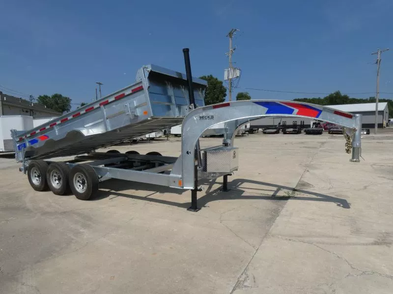 New Galvanized 7' x 16' Gooseneck Dump Trailer with 24K Telescopic Lift - Corrosion Resistant - Personal & Business Financing Available