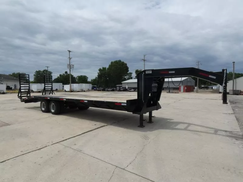 Used 102" x 30' Gooseneck Equipment Trailer for Sale - 16K Axles - Electric Jack - Good Condition