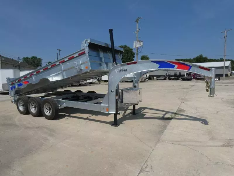 New Galvanized 7' x 16' Gooseneck Dump Trailer with 24K Telescopic Lift - Corrosion Resistant - Personal & Business Financing Available
