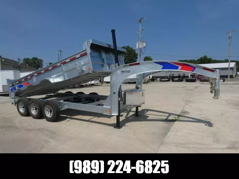 New Galvanized 7' x 16' Gooseneck Dump Trailer with 24K Telescopic Lift - Corrosion Resistant - Personal & Business Financing Available 1753727709