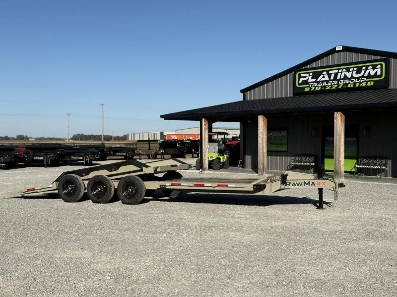 2026 RawMaxx G3X 102X26 BUMPER PULL GRAVITY TILT TRAILER RHINO LINED FENDERS 21K GVWR Tilt Trailer