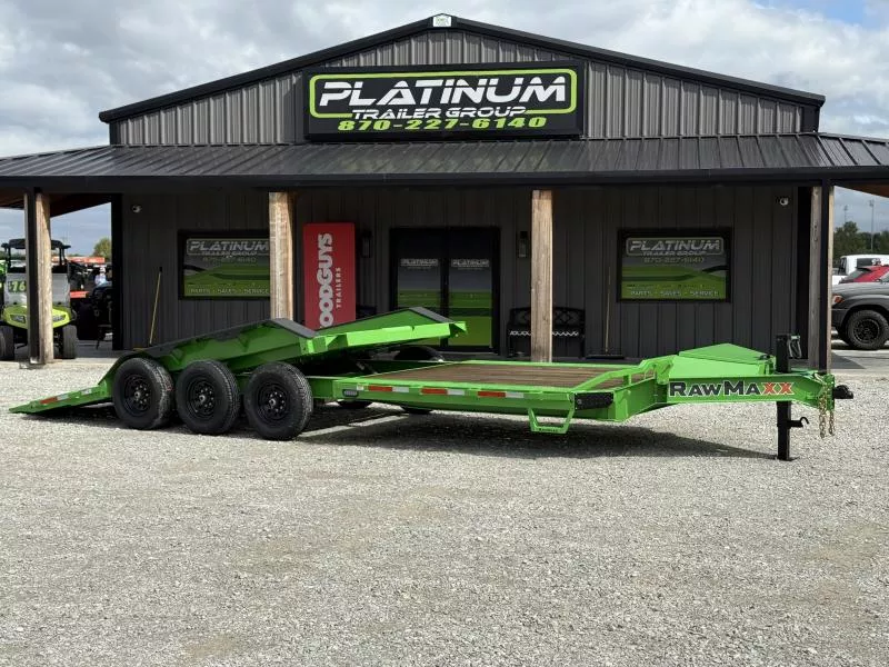 2026 RawMaxx G3X 102X26 BUMPER PULL GRAVITY TILT TRAILER RHINO LINED FENDERS 21K GVWR Tilt Trailer
