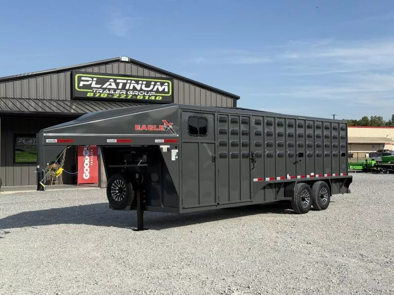 2026 Eagle X Trailers 80X24 LIVESTOCK WITH TACK ROOM, SADDLE RACK, AND HYDRAULIC JACK 14K GVWR Stock / Stock Combo Trailer