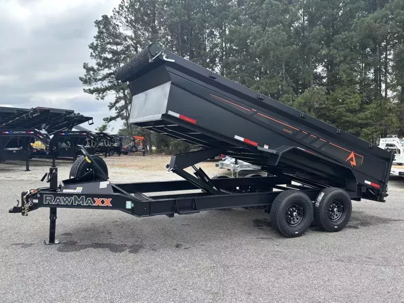 2026 RawMaxx GDX KNIGHT 7X16 14K GVWR 32 INCH SIDE 14 PLY UPGRADE Dump Trailer
