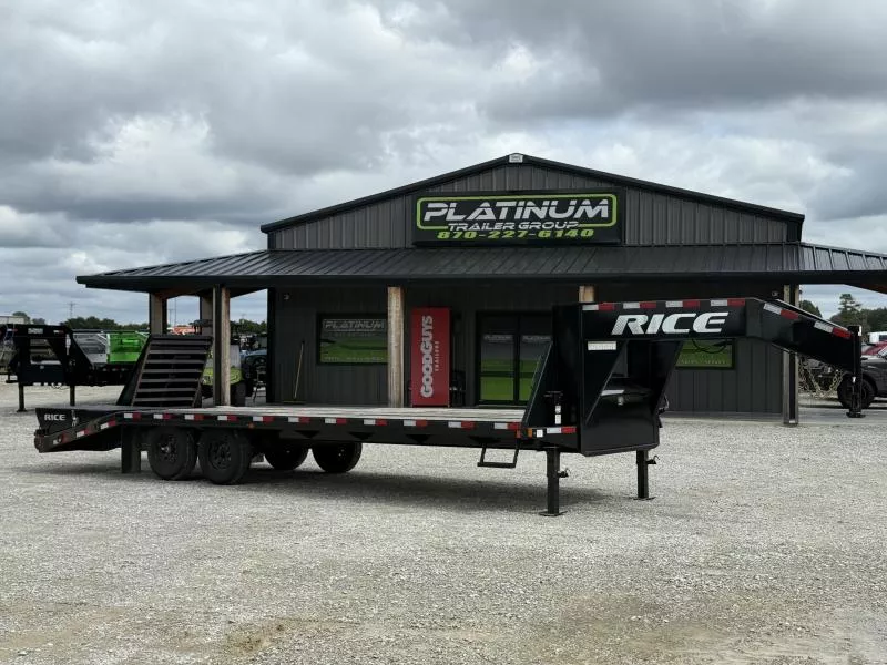 2023 Rice Trailers USED 102X25 GOOSENECK W/MEGA RAMPS 14K GVWR Flatbed Trailer