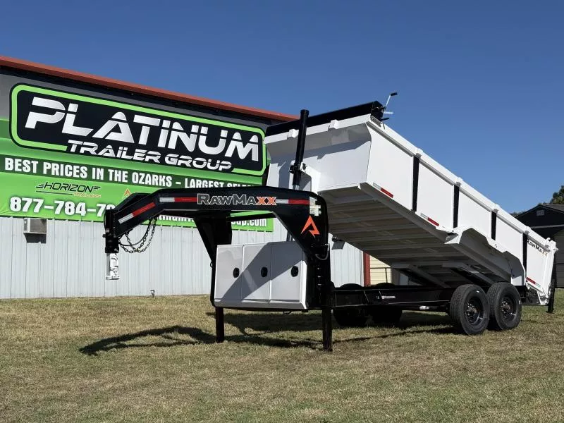 2026 RawMaxx LPX TELESCOPIC 83X16 HIGH SIDE W/HYDRAULIC JACKS 16K GVWR GOOSENECK Dump Trailer Dump Trailer