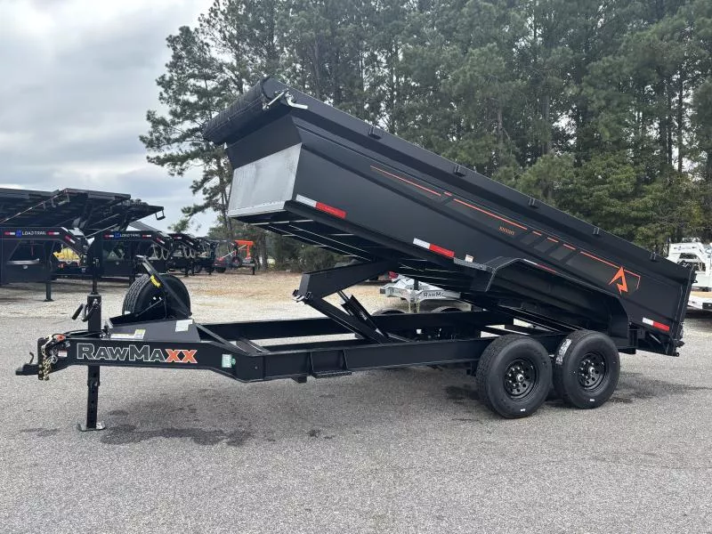 2026 RawMaxx GDX KNIGHT 7X16 14K GVWR 32 INCH SIDE 14 PLY UPGRADE Dump Trailer