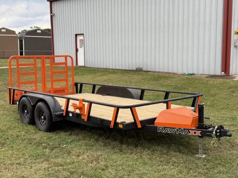 2026 RawMaxx UTX 83X16 W/TOOLBOX AND 4' HD FOLDING SPLIT GATE 10K GVWR Utility Trailer