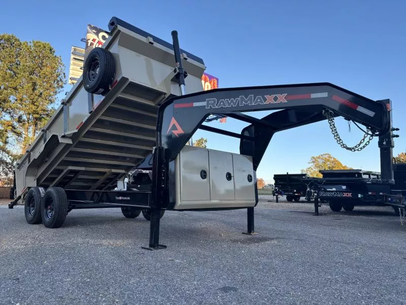 2026 RawMaxx 83X16 TELESCOPIC W/ HYDRAULIC JACKS 16KGVWR GOOSENECK Dump Trailer
