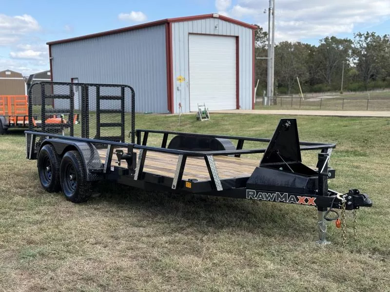 2026 RawMaxx UTX 83X16 W/TOOLBOX AND 4' HD FOLDING SPLIT GATE 10K GVWR Utility Trailer