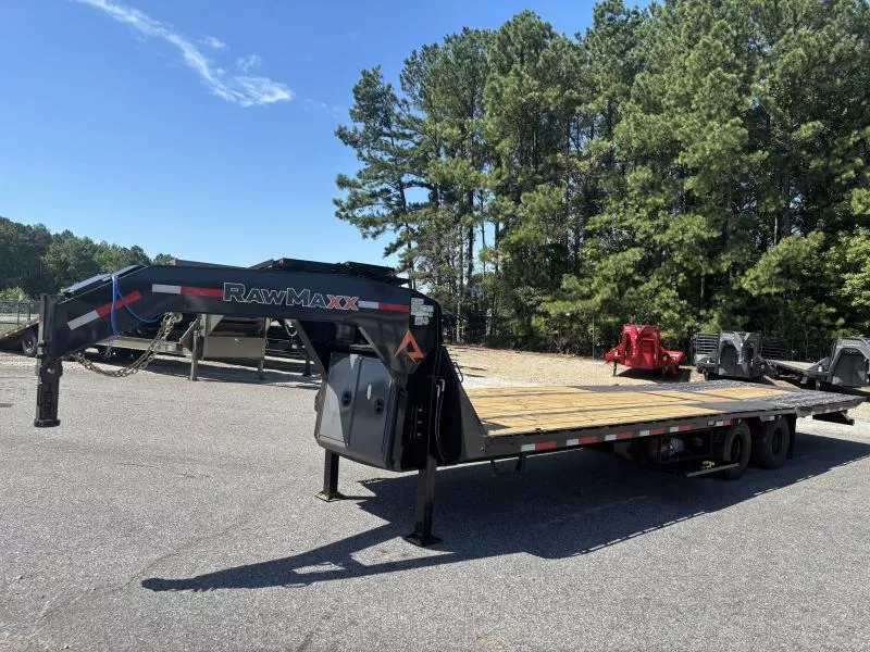 2026 RawMaxx HTX 102X32 DUAL TANDEM 11' HYDRAULIC DOVE AND HYDRAULIC JACKS 24K GVWR Flatbed Trailer