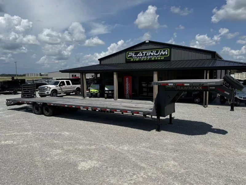 2024 RawMaxx FDX USED 102X40 GOOSENECK 14 PLYS SLIDE TRACK DECK ON NECK 24K GVWR Flatbed Trailer