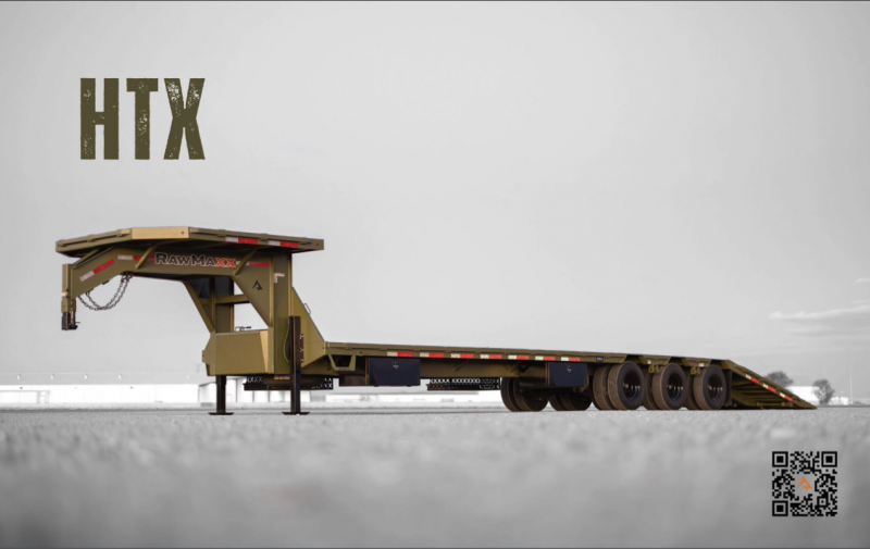 2025 RawMaxx HTX 102X32 DUAL TANDEM 11' HYDRAULIC DOVE AND HYDRAULIC JACKS 25.9K GVWR Flatbed Trailer