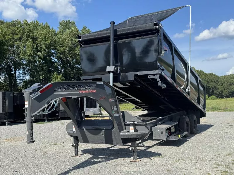 2025 Horizon Trailers HZH 96X20 GOOSENECK TELESCOPIC 14 PLY W/FLIP OVER TARP 25000 GVWR Dump Trailer