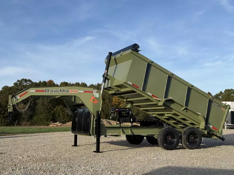 2026 RawMaxx LPX TELESCOPIC 83X14 HIGH SIDE W/HYDRAULIC JACKS 16K GVWR GOOSENECK Dump Trailer Dump Trailer