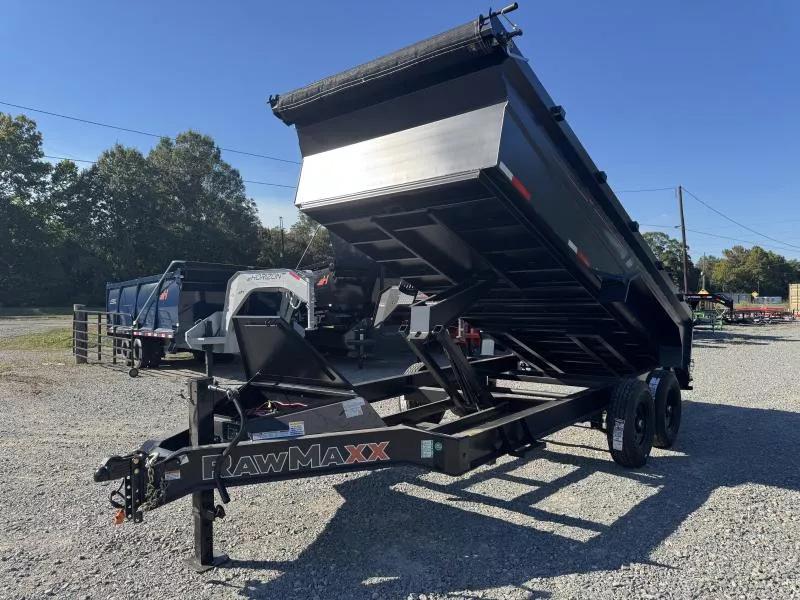 2026 RawMaxx GDX KNIGHT 83X16 HIGH SIDE W/14 PLYS AND SPARE 14K GVWR Dump Trailer