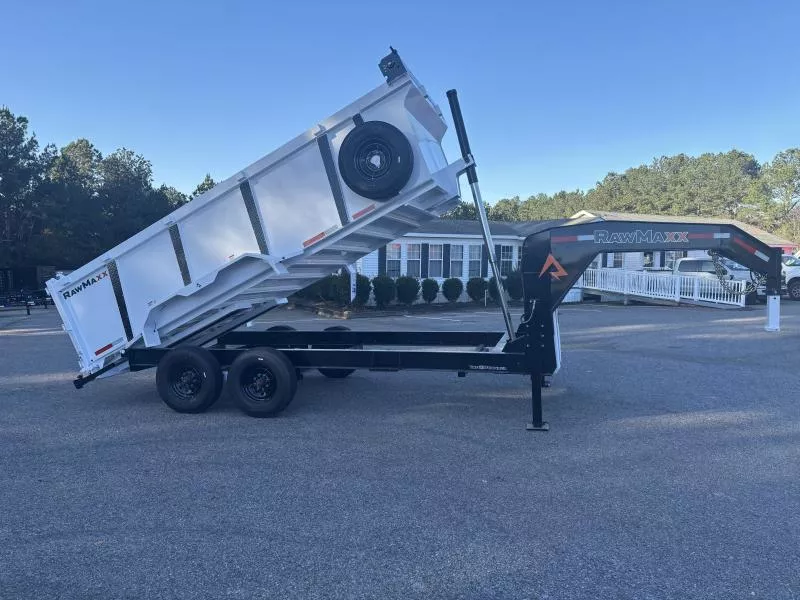 2026 RawMaxx LPX 16X83 TELESCOPIC W/ HYDRAULIC JACKS 16KGVWR GOOSENECK Dump Trailer