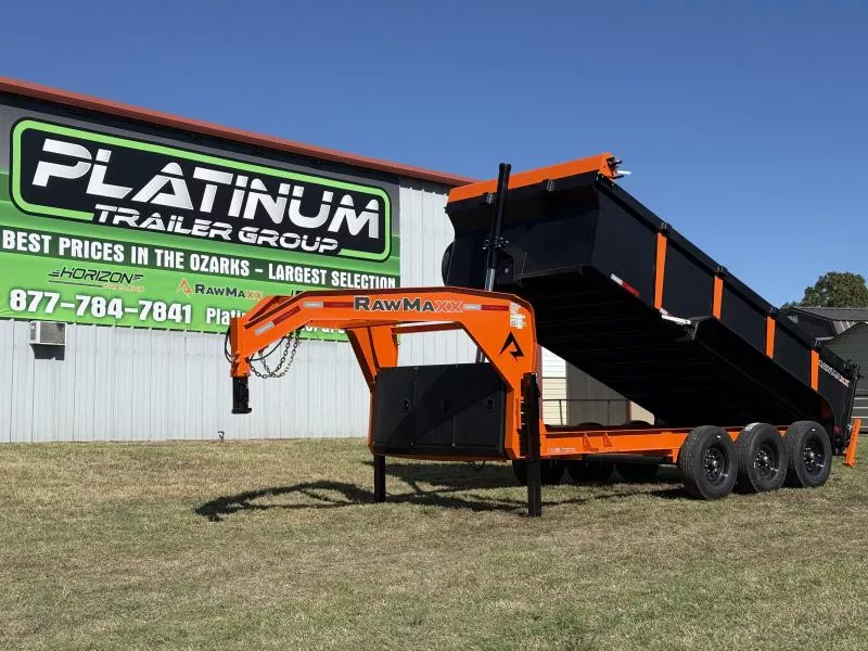 2026 RawMaxx TELESCOPIC 83X16 HIGH SIDE W/HYDRAULIC JACKS 21K GVWR GOOSENECK Dump Trailer Dump Trailer