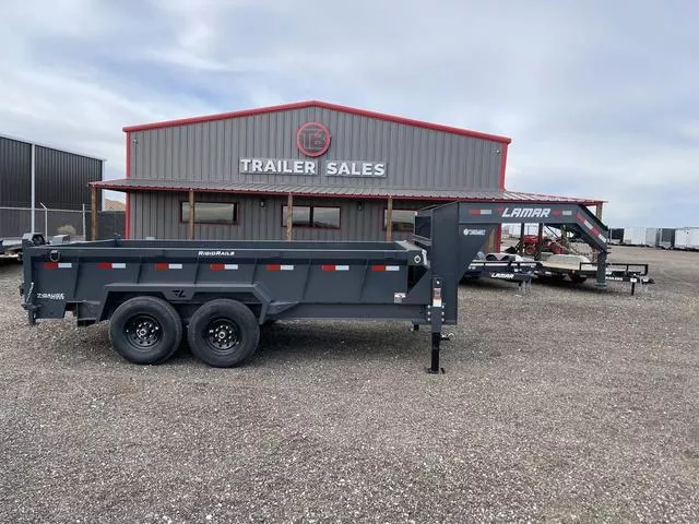  Lamar 83X14 (14K) Gooseneck Dump Trailer - 6" Cylinder - 