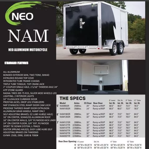 new Cargo (Enclosed) Trailers NEO Trailers  for sale, in Burnt Hills, NY Thumbnail 4