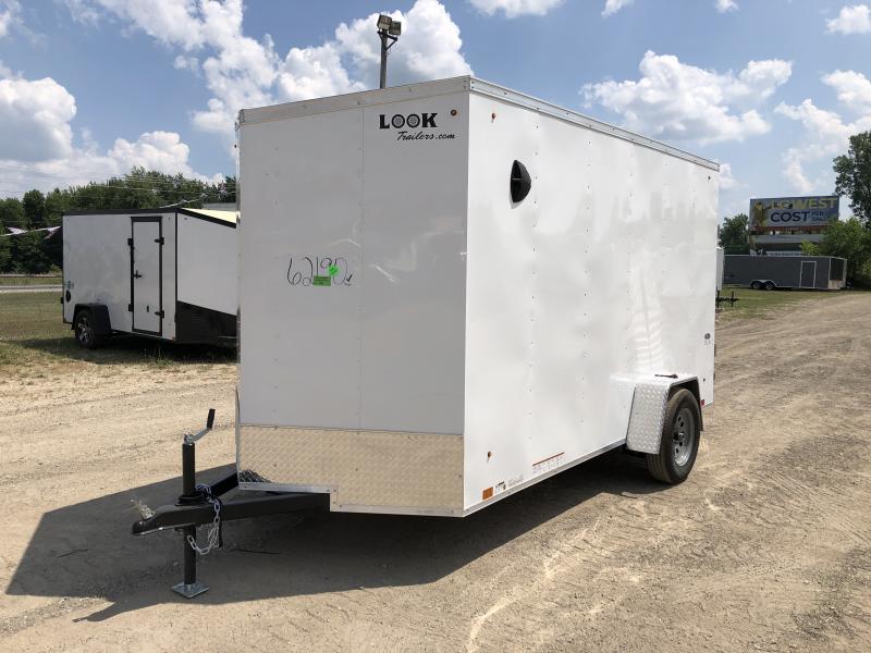 Look Trailers 6X12 V-Nose Ramp Door Enclosed Trailer White w/ 6ft 6in Interior height Look Trailers 6X12 V-Nose Ramp Door Enclosed Trailer White w/ 6ft 6in Interior height