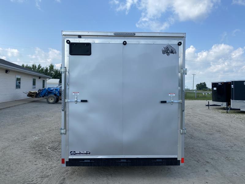 Rhino Trailers SAFARI 7x16 Silver VNose Ramp Door Enclosed Cargo