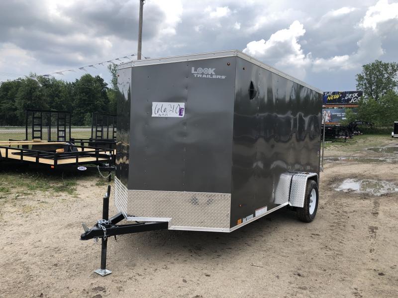 Look Trailers 6X12 V-Nose Ramp Door Enclosed Trailer Charcoal Look Trailers 6X12 V-Nose Ramp Door Enclosed Trailer Charcoal
