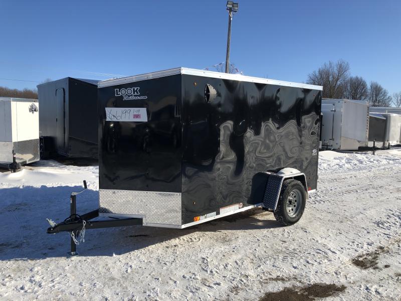 Look Trailers 5X10 V-Nose Ramp Door Enclosed Trailer Black Look Trailers 5X10 V-Nose Ramp Door Enclosed Trailer Black
