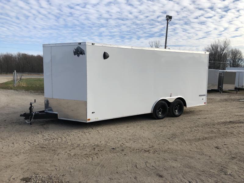 Rhino Trailers SAHARA 8.5x18 White V-Nose Car/Racing Trailer Rhino Trailers SAHARA 8.5x18 White V-Nose Car/Racing Trailer