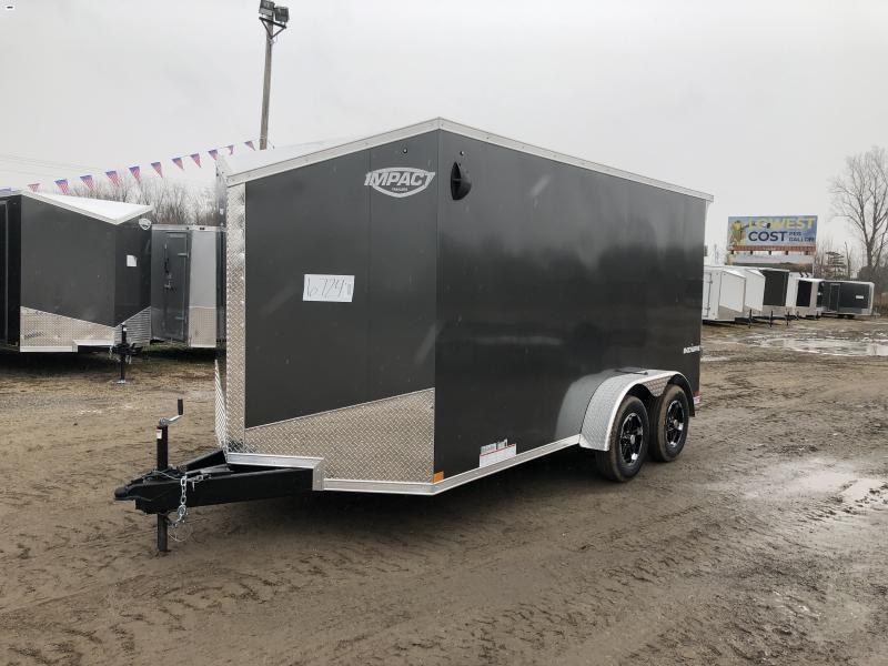 Impact Trailers Shockwave 7x14 Charcoal V-Nose Ramp Enclosed Cargo Trailer w/ 6ft 6in Interior Impact Trailers Shockwave 7x14 Charcoal V-Nose Ramp Enclosed Cargo Trailer w/ 6ft 6in Interior