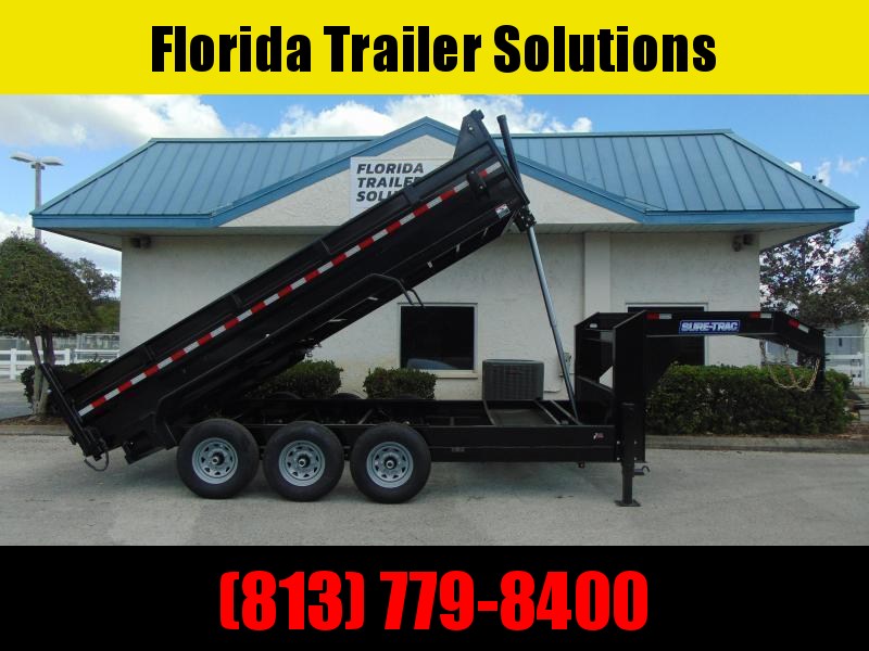 New Sure-Trac 82X16 HD Gooseneck Low Profile Tri-Axle 21K Dump Trailer New Sure-Trac 82X16 HD Gooseneck Low Profile Tri-Axle 21K Dump Trailer